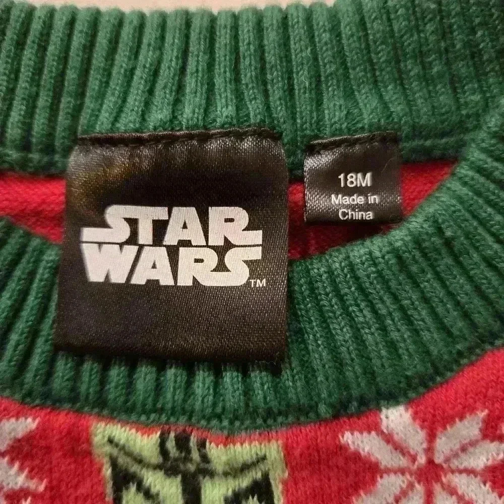 Star Wars Grogu Ugly Christmas Sweater Red Green Baby 18 months